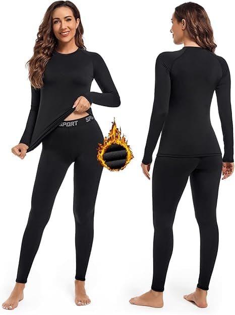 Ropa Termica Mujer, Conjunto Ropa Interior térmica Invierno Frio Extremo - Transpirable Manga Larga Camiseta Termica y Pantalon,Termica Ropa Interior para esquí,Moto