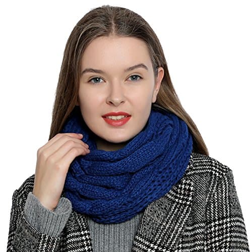 DonDon Bufanda de Invierno para Mujer - Braga Cuello de Lana con Diseño de Punto - Azul