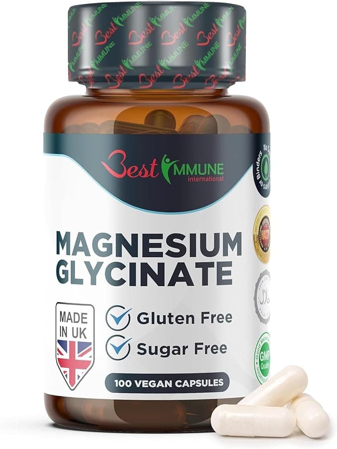 Best Immune Glicinato de magnesio 500 mg Dosis Ideal 100 Cápsulas Veganas de Alta Biodisponibilidad Producto natural