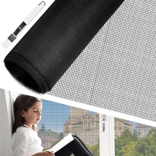 BUZIFU Tela de Mosquitera por Metros 100 x 250 cm Malla Mosquitera para Ventana Mallas Mosquiteras Negra Fibra de Vidrio Malla Fina para Hacer Mosquiteras Adiós a los Mosquitos y Otros Insectos