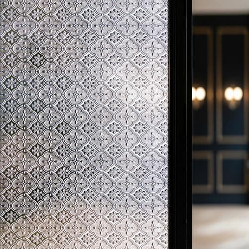 Qualsen Vinilos para Cristales, Vinilo Ventana Privacidad, Lámina Privacidad Ventana con patrón de Flores de Begonia, Extraíble Sin Pegamento y Anti-UV, para el Hogar y la Oficina 90 x 200 cm