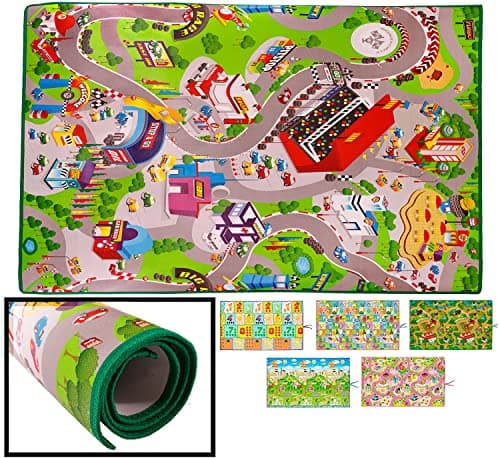 LucaHome - Alfombra Infantil Educaplay Circuito 120x100cm | Educativa para Bebés Acolchada y Resistente | Suelo Antideslizante para Niños y Niñas