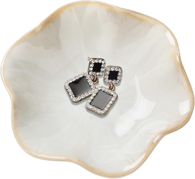 Plato de joyería de cerámica,Bandeja de joyería de Hojas, Bandeja de Llaves,Soporte de Plato de Anillo pequeño,Bandeja de joyería,Bandeja de Trinket,para decoración de Sala de Mesa de Entrada