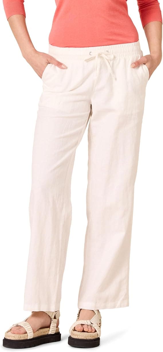 Amazon Essentials Mujer Pantalón de Pierna Ancha con Cordón Ajustable en Mezcla de Lino (Disponible en Tallas Grandes)