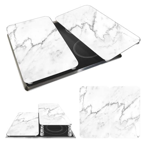 WENKO Placas protectoras para cocina Mod Mármol, ajustable en altura para todo tipo de cocinas, tabla de cortar y protector contra salpicaduras, vidrio, 30 x 52 cm, juego de 2