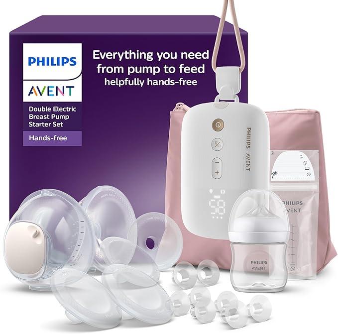 Philips Avent set básico de extractor de leche manos libres, motor con gran capacidad de succión, imita el ritmo de ingesta del bebé, bombea hasta 85 veces por min, SCD553/11