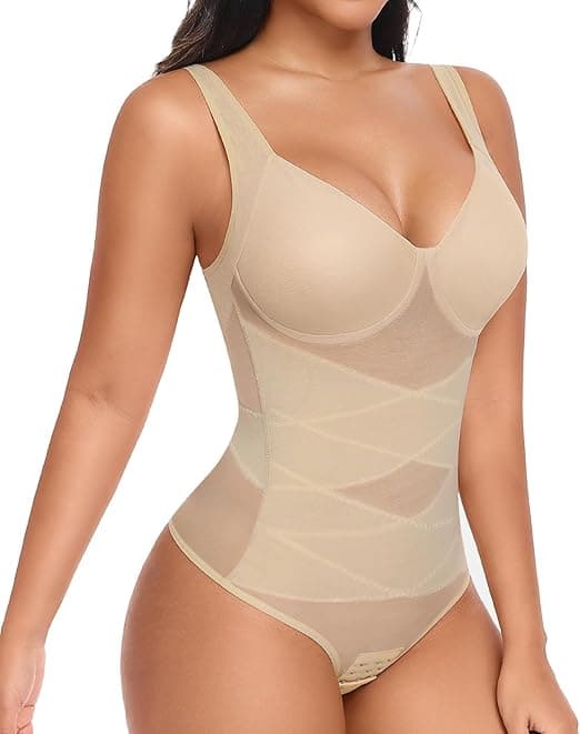 Body Moldeador Mujer Fajas Reductoras Bodysuit Shapewear Reductor Abdominal Control de Abdomen Tanga Body Moldeador Invisible Tirantes Ajustables Body Shaper