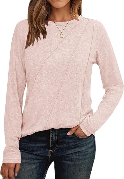 Camiseta Manga Larga Mujer Jersey Mujer Cuello Redondo 2025 Moda Blusa Monocolor Tops Plisados Camisa Elegante