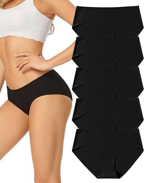 VOENXE 5 Pack Bragas Sin Costuras Mujer,Hipster Braguitas Invisibles,Ropa Interior para Mujer Microfibra,Cómodas Culotte Slip Cintura Baja,Brasileñas Women Underwear, Suaves Calzoncillos Seamless
