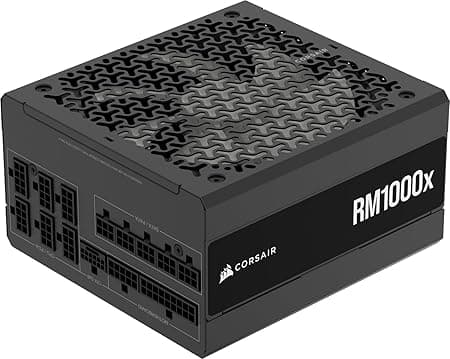 Corsair RM1000x Fuente de Alimentación ATX Totalmente Modular de Bajo Ruido – Compatible con ATX 3.1 – Compatible con PCIe 5.1 – Eficiencia Cybenetics Gold – Conector 12V–2x6 Nativo – Negro