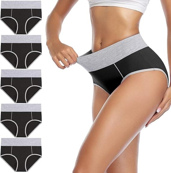 wirarpa Bragas Talle Alto Algodón para Mujer Culotte Braguita de Cintura Alta Cómodo 5 Pack