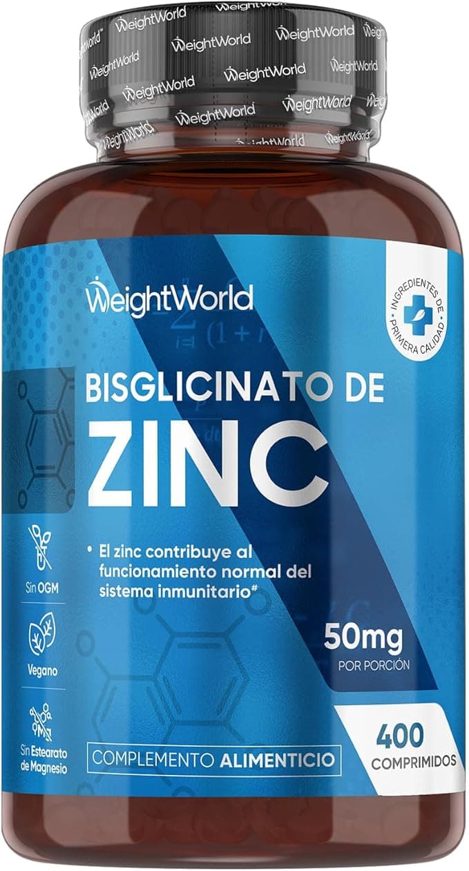 Bisglicinato de Zinc, 400 Comprimidos, +1 Año de Suministro, Contribuye al Funcionamiento Normal del Sistema Inmune (EFSA), Apto para Veganos, Sin Estearato de Magnesio ni OGM