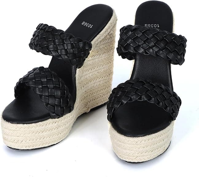 Sandalias de Plataforma para Mujer con Tirante Trenzado - Sandalias de Verano Casuales con Punta Abierta para la Playa