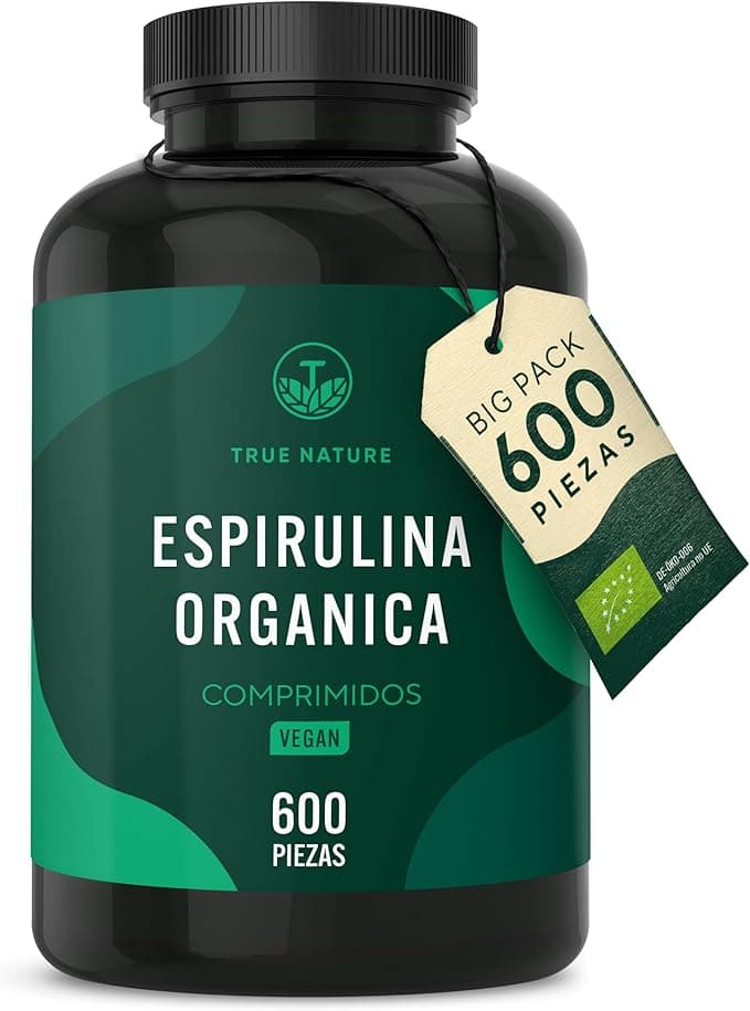 600 Comprimidos de Espirulina Ecologica - 4000mg/día - 100% Natural Alga Spirulina Bio, Biológico Proteina Vegana, Testada en Laboratorio, alta dosificación, sin aditivos -TRUE NATURE