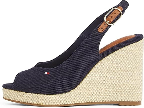Tommy Hilfiger Alpargatas con cuña Mujer Flag High Slingback con Correa de Tobillo