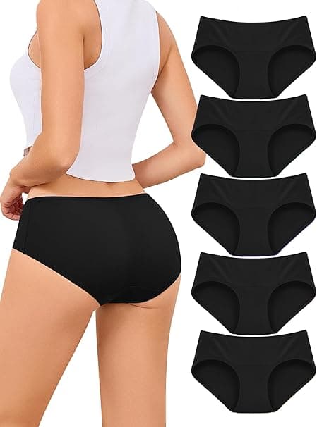 VOENXE Bragas Mujer Algodon,Braguitas Ropa Interior Hipster Slip,Cobertura Total EláStico Culotte Cintura Media Baja CóModo Deporte Bikini Undies,BrasileñAs Women Cotton Underwear,MúLtiples Pack de 5