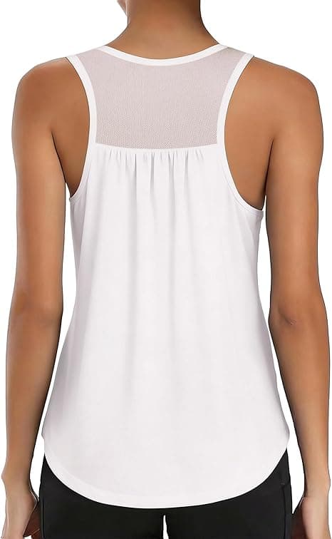 Camiseta Deportiva de Tirantes Mujer Espalda de Malla Top Deportivo Mujer Sin Mangas Camisetas de Entrenamiento Transpirable y Ligera para Fitness, Running, Yoga, S-3XL