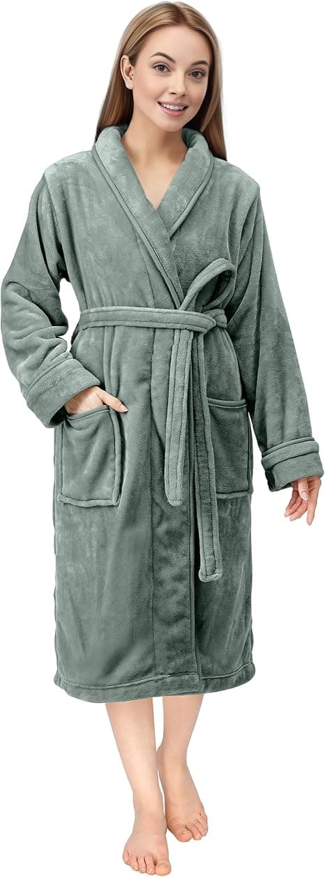 NY Threads Bata con cuello chal para mujer, ropa de dormir suave y acogedora