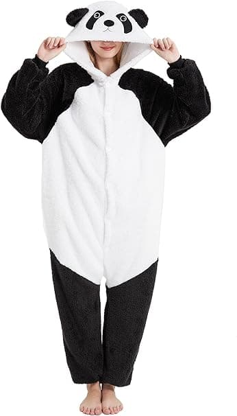 LATH.PIN Pijama unisex para adulto con diseño de panda, disfraz de animal para cosplay, Halloween y carnaval, para invierno