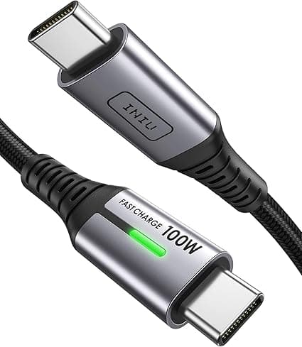 INIU Cable USB C a USB C 100W, 2m Cable USB C PD QC Carga Rapida, Cargador USB Tipo C Nylon para iPhone 17 16 Pro Max, MacBook iPad Air, Samsung S25 S24 S23 Ultra, Pixel 9 Xiaomi Switch Steam Deck PS5