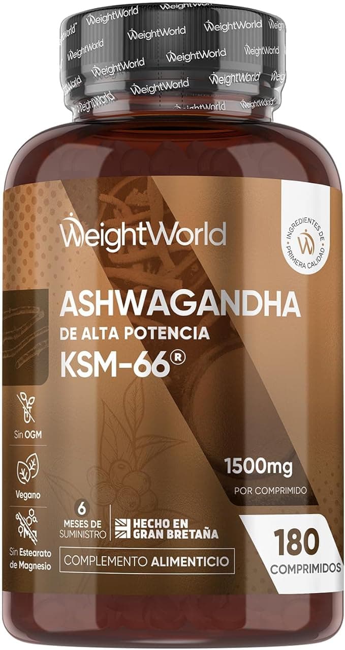 Ashwagandha KSM-66 1500mg, 180 Comprimidos, 6 Meses de Suministro - 12:1 del Extracto de la Raíz de Withania Somnifera, Apto para Veganos, Sin Estearato de Magnesio ni OGM