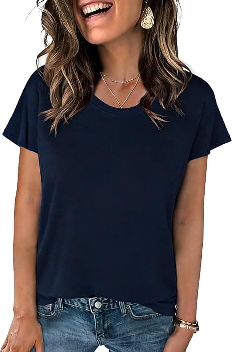 Camiseta Básica Mujer Verano Manga Corta Cuello en V Blusas Elástico Ligero Color Sólido Camisetas Casuales Top S-XXL