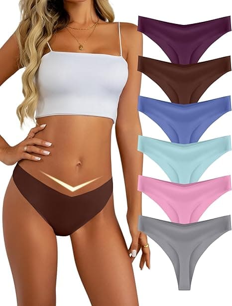 Tangas sin Costuras para Mujer, Bragas Invisibles, Ropa Interior Cómoda y Suave, Pack de 6