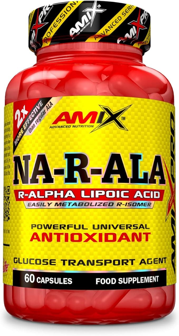 AMIX - Suplemento Alimenticio - NA R ALA en Bote de 60 Cápsulas - Grandes Propiedades Antioxidantes - Ideal como Aporte de Energía - Rápida Metabolización