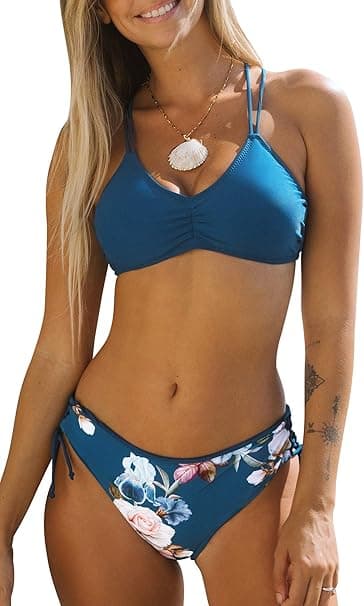 CUPSHE Conjunto de Bikini Reversible Lace Up Laderal Traje de Baño de Dos Piezas
