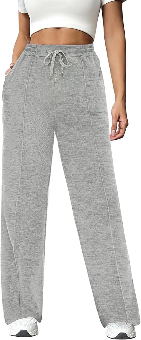 Pantalón Chándal Mujer Algodón Pantalones Deportivos Largos Pantalon con Bolsillos Elástica Cordón Jogger para Casual Correr Jogging