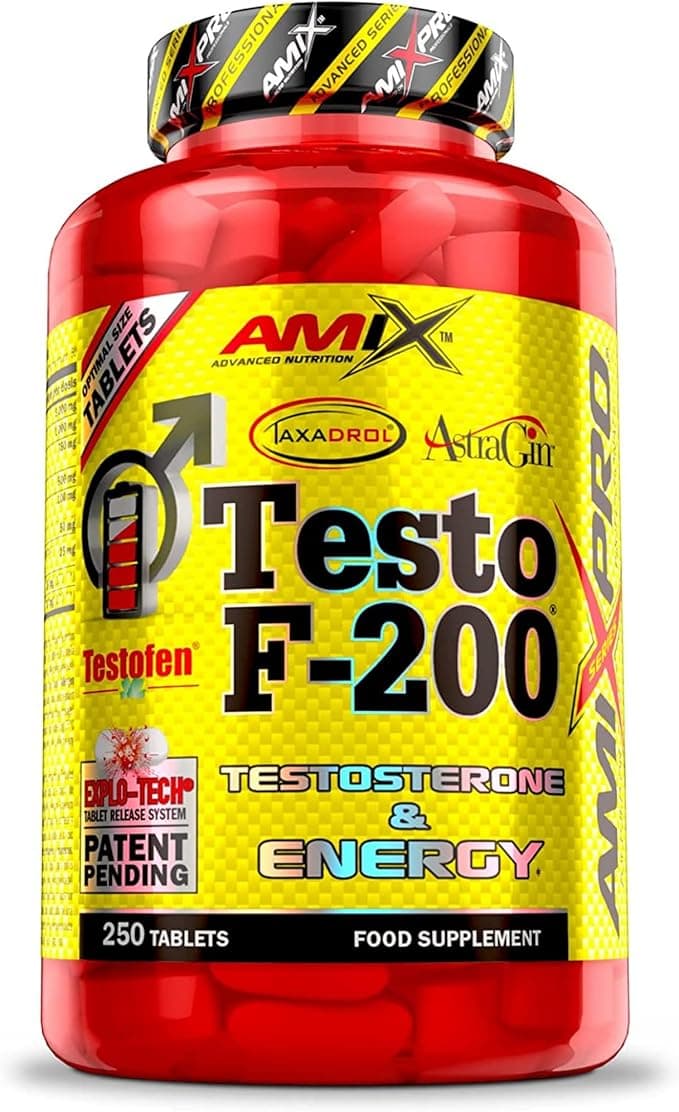 AMIX Testo F-200-250 Tabletas - Suplemento Alimenticio - Aumenta el Nivel de Testosterona - Aporta Fuerza Energía y Resistencia - Refuerza el Sistema Inmunológico