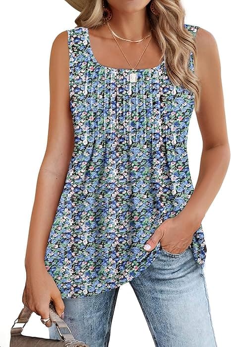 Zeagoo Camiseta Sin Mangas para Mujer Verano Chaleco Top Cuello Cuadrado Elegante Camisa Blusa Básica Camisole Shirt Túnica Tank Tops Casual Cami S-XXL