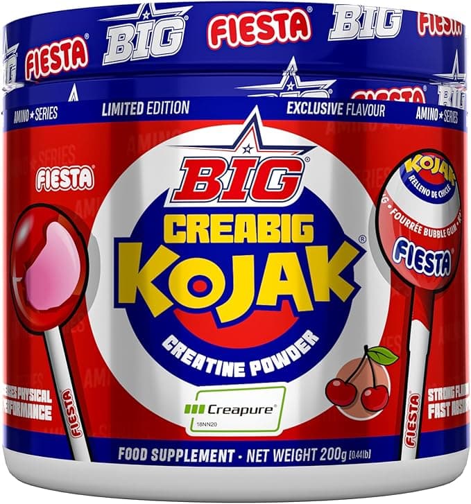 BIG - Creatina Monohidratada Creapure® en Polvo, Mejora el Rendimiento Físico, Sabores exclusivos, Rápida absorción, Vegana (200g, Kojak)