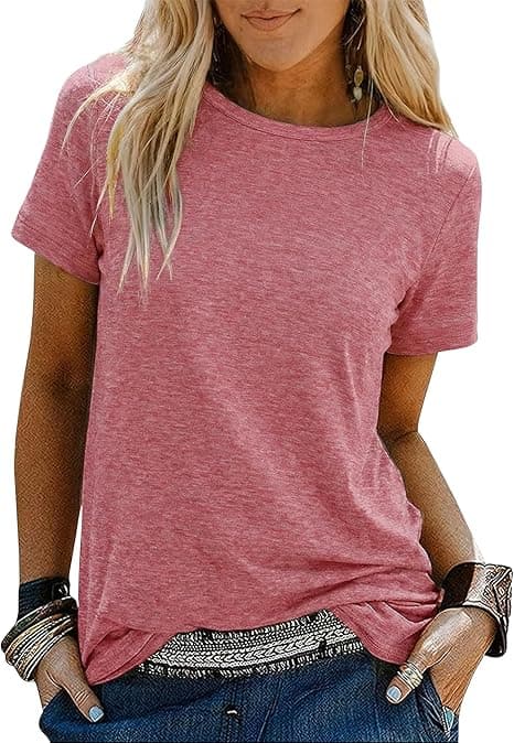Camisetas Manga Corta Mujer en Colores Variados Camiseta Basica Mujer de Algodón Transpirable y Relajada para Diario