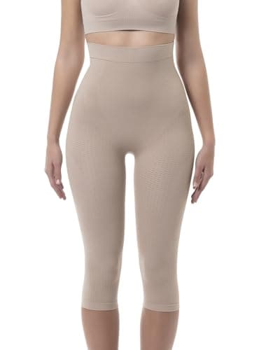 Farmacell 323 (Powder, S/M) Faja Pantalón Capri Mujer Anticelulitis Masaje, Push Up, Vientre Plano, Made in Italy