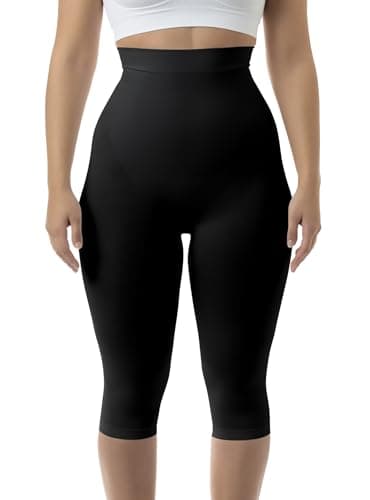 Farmacell 323 (Black, S/M) Faja Pantalón Capri Mujer Anticelulitis Masaje, Push Up, Vientre Plano, Made in Italy