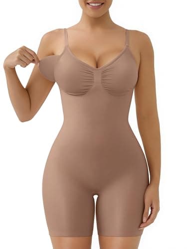 SAHPERX Body Reductor Mujer Invisible Shapewear Adelgazante y Pantalón Control de Abdomen Body Shaper Con Almohadillas Extraíbles, UK-SZ5468-Sienna-L/XL