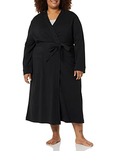 Amazon Essentials Bata Larga Ligera con Diseño Gofrado (Disponible en Tallas Grandes) Mujer, Negro, 6XL Grande
