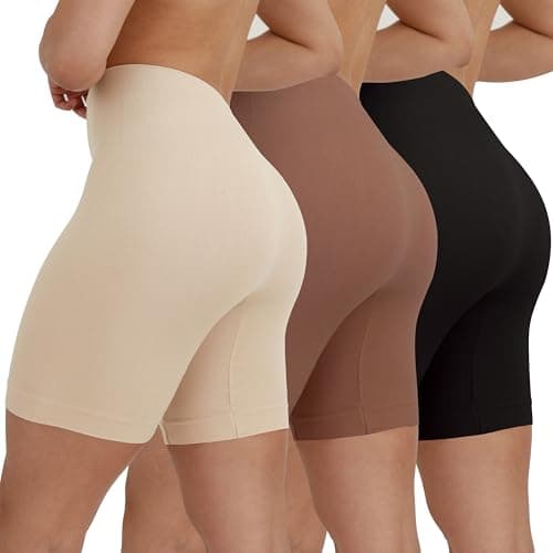 INNERSY Pantalón Antirozaduras Muslos Pantalones Cortos Mujer de Vestir Braga Anti Rozaduras 3 Pack (M, Negro+Beige+Marrón)