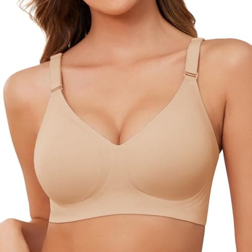 Lonya Sujetador Mujer Sin Aros Bralette Sujetador Elástico Sin Costuras Super Suave Comodos Sujetadores Piel de Tono Cálido,M
